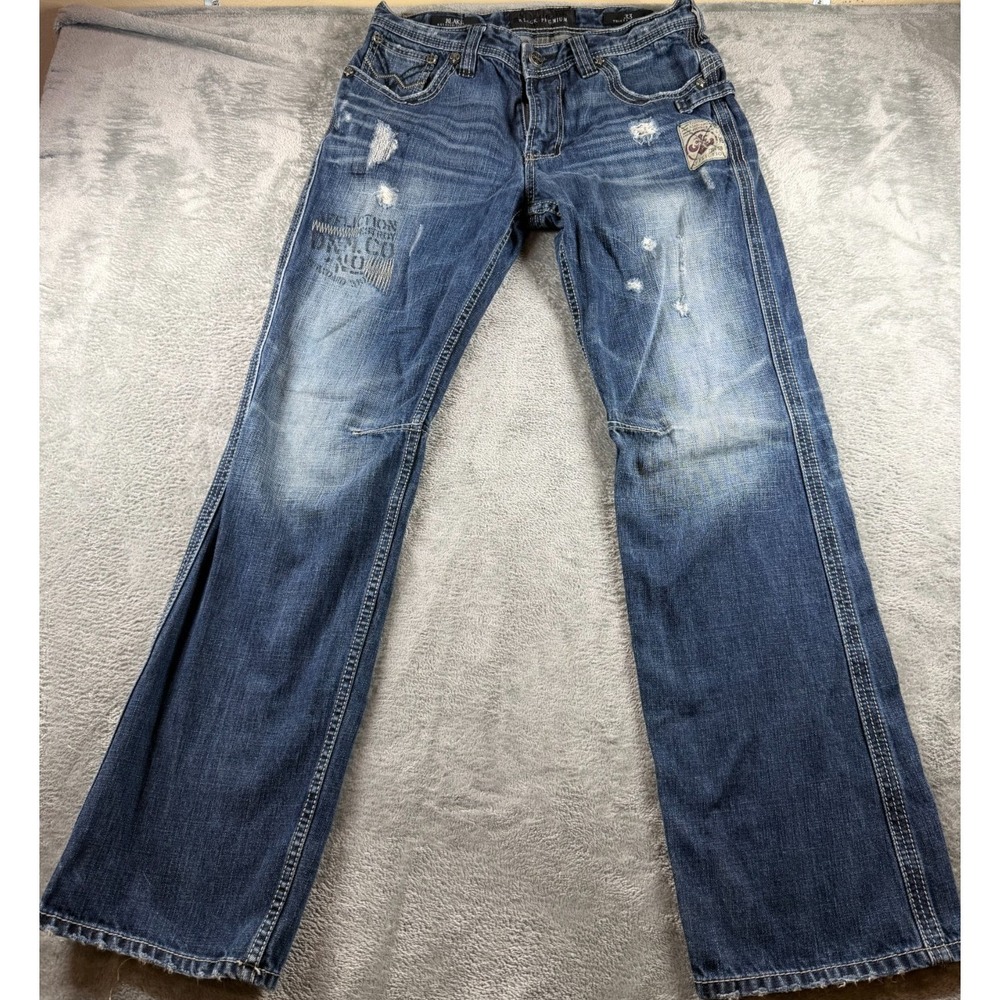 Affliction Black Premium Blake Jeans Mens 34x33 Relaxed Straight Distressed Moto